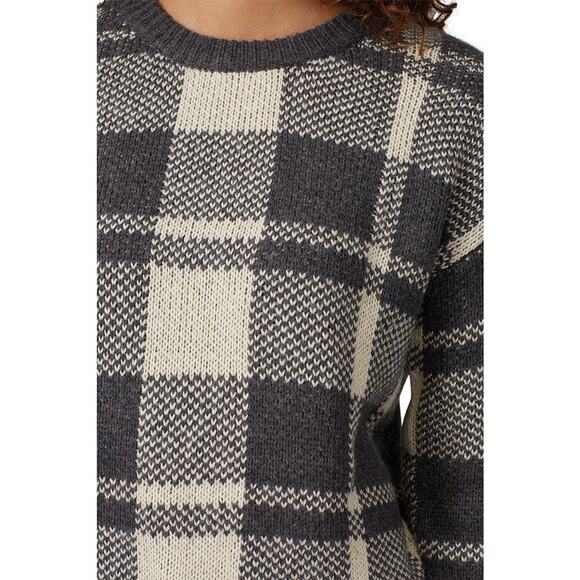 Heartloom Wool Plaid Avery Sweater Crewneck Womens Medium Gray Cream Cottagecore - Picture 4 of 10